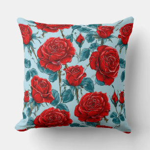 Red roses pattern cushion
