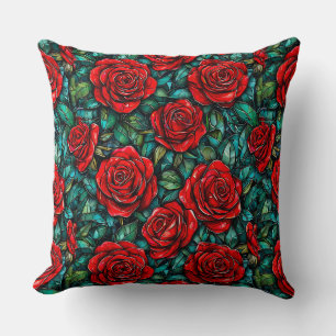 Red roses pattern cushion