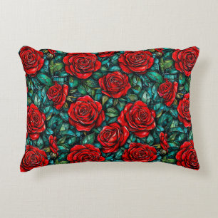 Red roses pattern decorative cushion