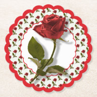 Red Roses Pattern - Floral Photography - Scalloped