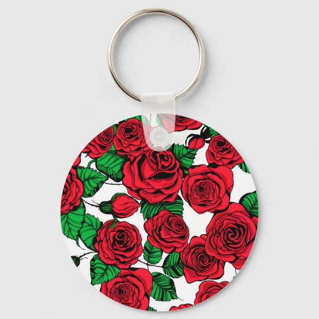 Red roses pattern key ring (Front)
