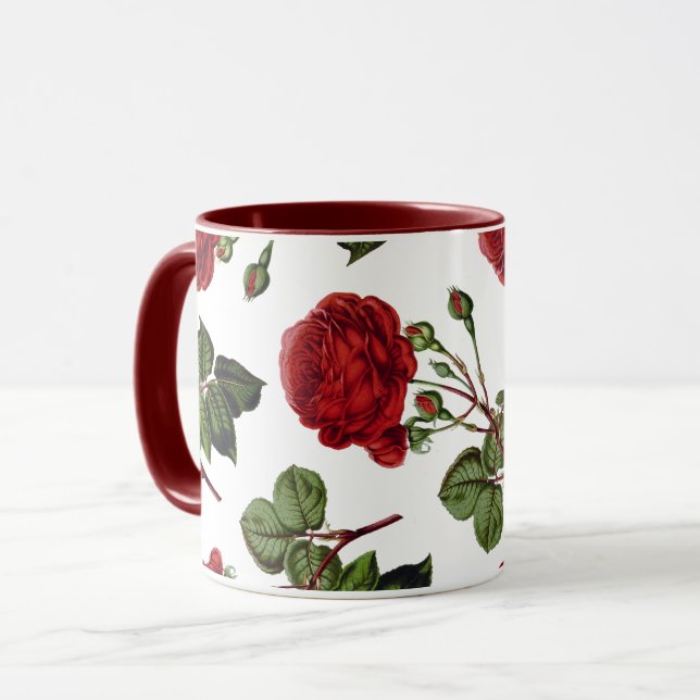 Red Roses Pattern Mug (Front Left)