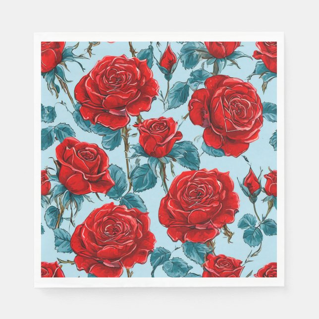 Red roses pattern napkin (Front)