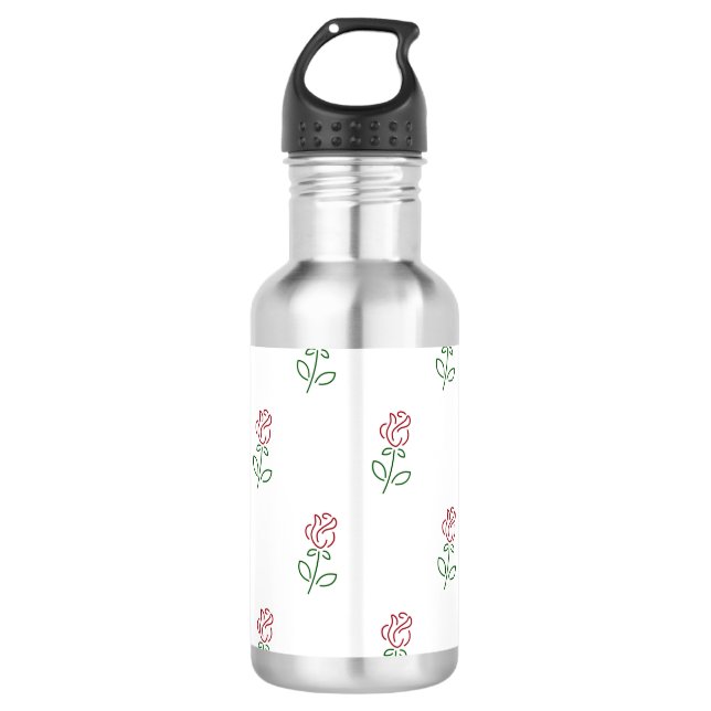Red Roses, Pattern Of Roses, Flowers 532 Ml Water Bottle (Front)