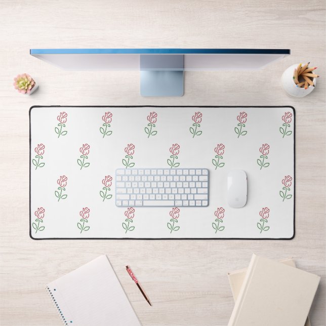 Red Roses, Pattern Of Roses, Flowers Desk Mat (Office 1)