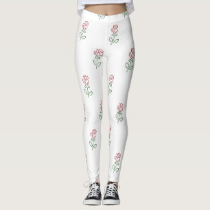 Red Roses, Pattern Of Roses, Flowers Leggings