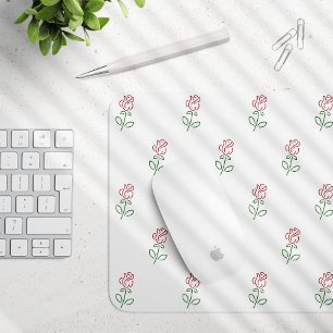 Red Roses, Pattern Of Roses, Flowers Mouse Mat