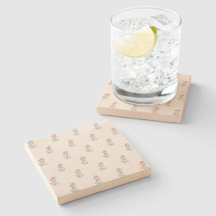 Red Roses, Pattern Of Roses, Flowers Stone Coaster