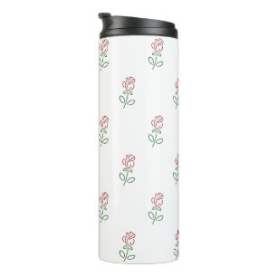 Red Roses, Pattern Of Roses, Flowers Thermal Tumbler