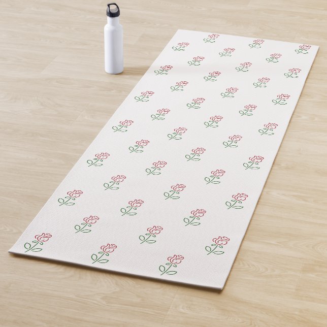Red Roses, Pattern Of Roses, Flowers Yoga Mat (In Situ)