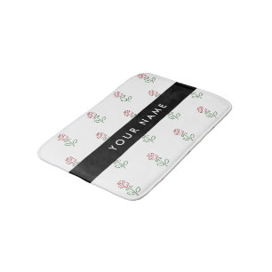 Red Roses, Pattern Of Roses, Your Name Bath Mat