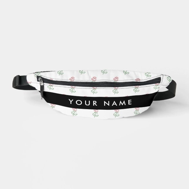Red Roses, Pattern Of Roses, Your Name Bum Bags (Front)