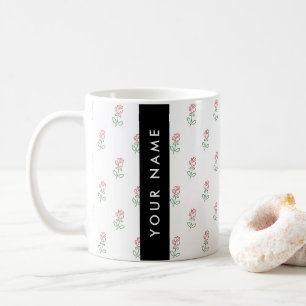 Red Roses, Pattern Of Roses, Your Name Coffee Mug
