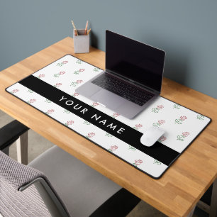 Red Roses, Pattern Of Roses, Your Name Desk Mat