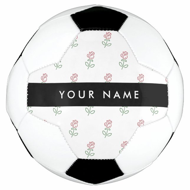 Red Roses, Pattern Of Roses, Your Name Football (Front)