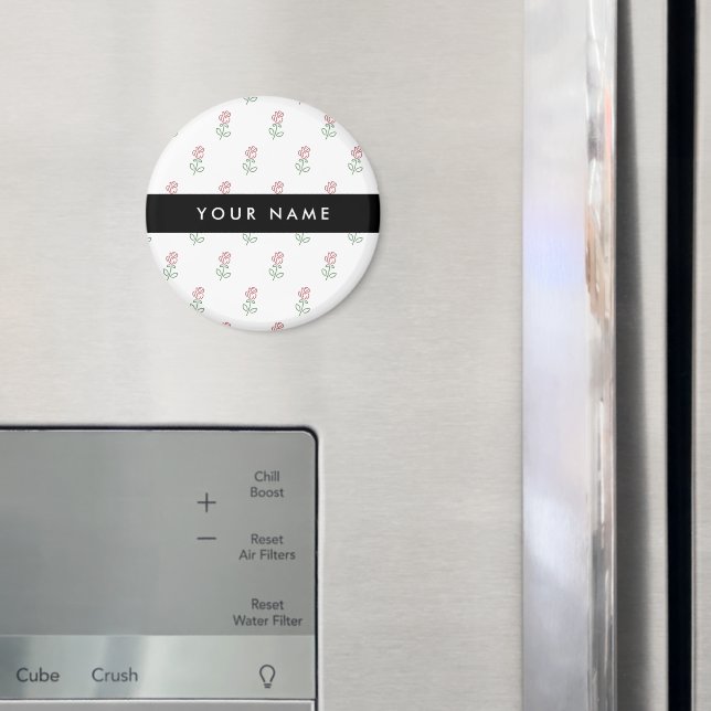 Red Roses, Pattern Of Roses, Your Name Magnet (In Situ (Fridge))
