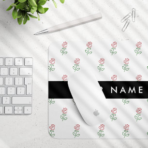 Red Roses, Pattern Of Roses, Your Name Mouse Mat