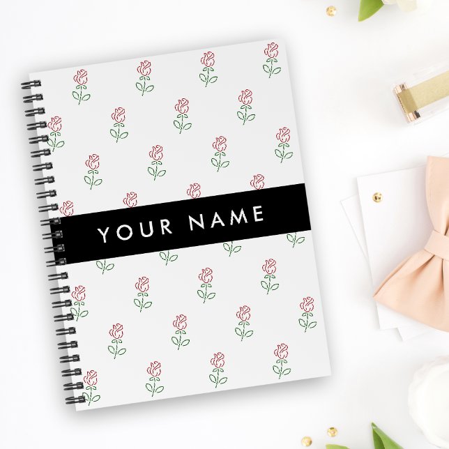 Red Roses, Pattern Of Roses, Your Name Notebook (Creator Uploaded)