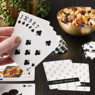 Red Roses, Pattern Of Roses, Your Name Playing Cards