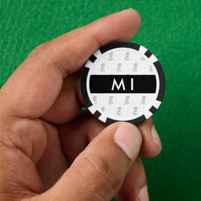 Red Roses, Pattern Of Roses, Your Name Poker Chips (Hand)