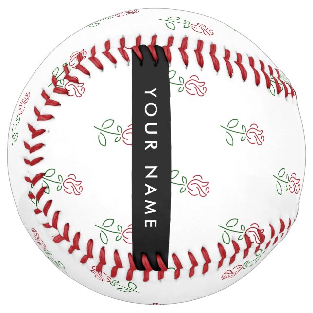 Red Roses, Pattern Of Roses, Your Name Softball (Front Left)