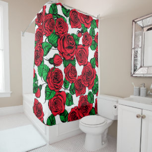 Red roses pattern shower curtain