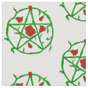 red roses pentagram goth gothic wiccan fabric