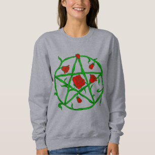 red roses pentagram goth gothic wiccan sweatshirt
