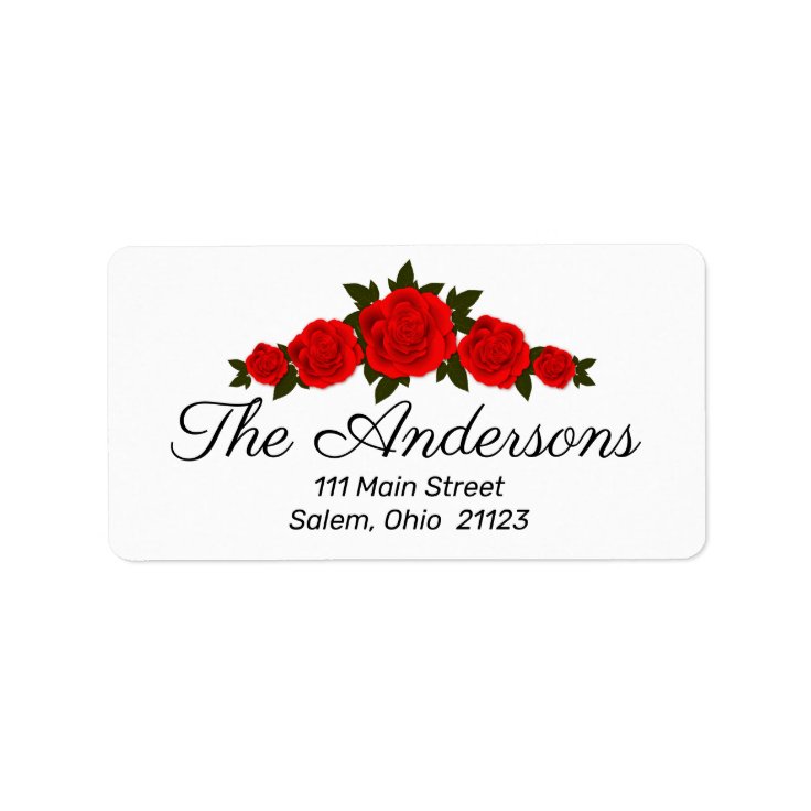 Red Roses Personalised Return Address Labels Zazzle