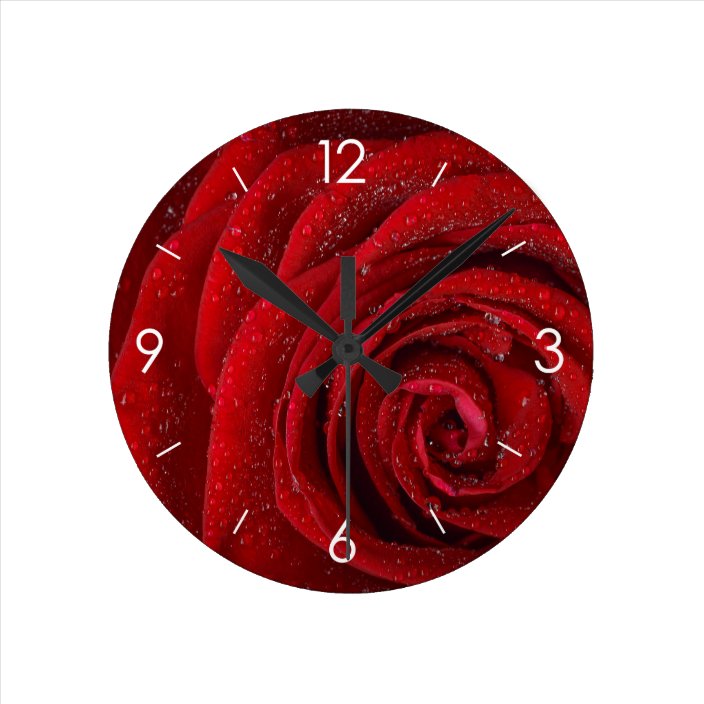 Red Roses Personalised Round Clock | Zazzle.co.uk