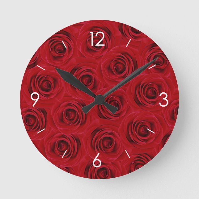 Red Roses Personalised Round Clock (Front)