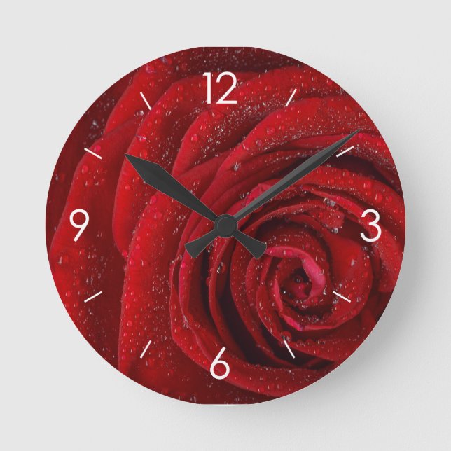 Red Roses Personalized Round Clock (Front)