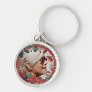 Red Roses PHOTO Memorial Keepsake Sentimental Key Ring