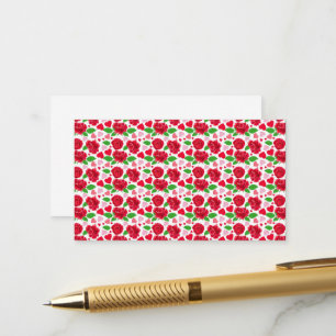 Red Roses Pink Hearts Happy Valentines Day Enclosure Card