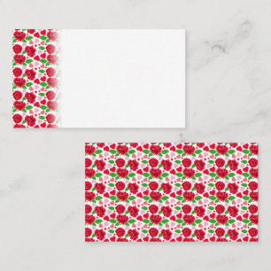 Red Roses Pink Hearts Happy Valentines Day Place Card