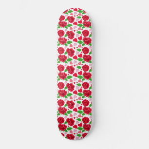 Red Roses Pink Hearts Happy Valentines Day Skateboard
