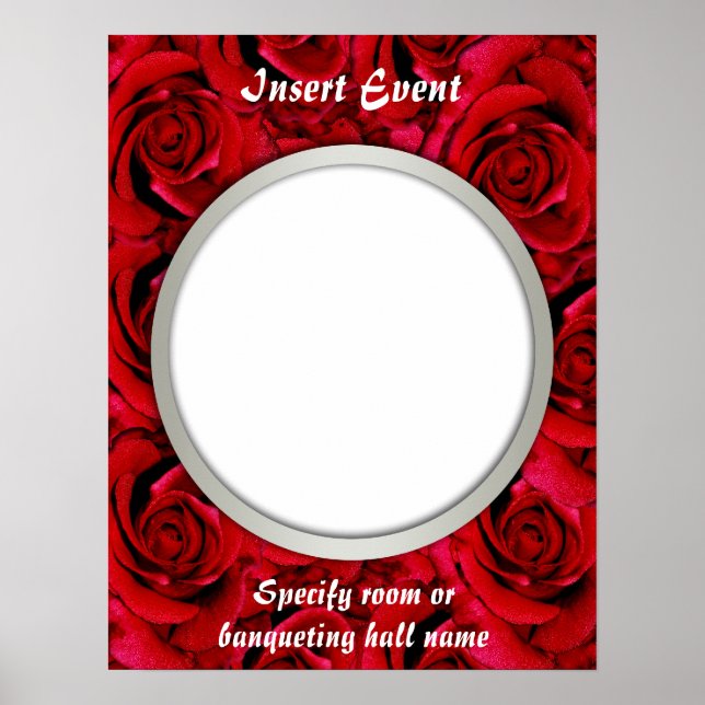 Red roses posters template - customisable (Front)