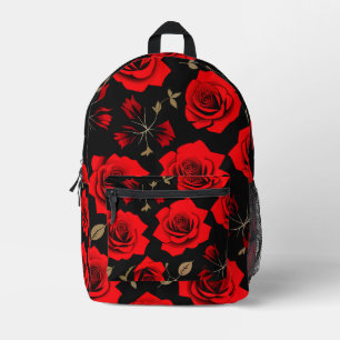 Red roses printed backpack