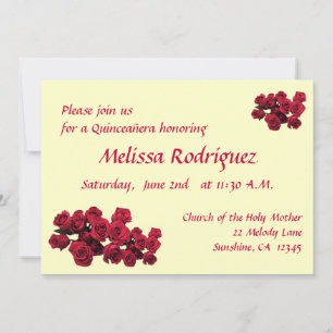 Red Roses Quinceanera Invitation