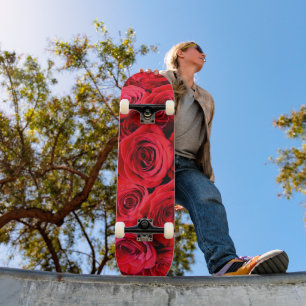 Red Roses   red floral photo   elegant red flowers Skateboard