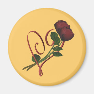 Red Roses Red Heart Flower Magnet