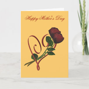 Red Roses Red Heart Flower Mother's Day Card