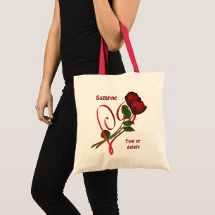 Red Roses Red Heart Personalised Tote Bag