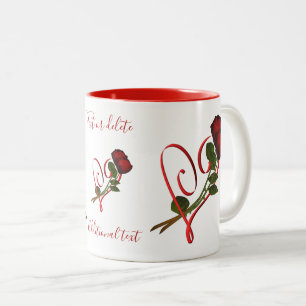 Red Roses Red Heart Personalised Two-Tone Coffee Mug