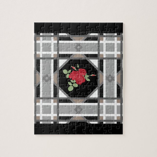 Red roses , retro jigsaw puzzle (Vertical)
