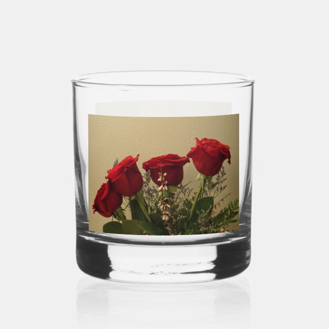 Red Roses Rocks Glass (Back)