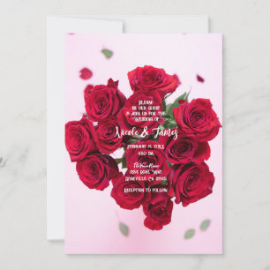 Red Roses Romantic Floral Bouquet Wedding Invitation