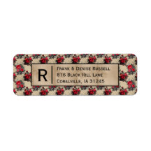 Red Roses Romantic Gothic Wedding Address Labels