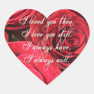 Red Roses Romantic I Loved You Then Heart Sticker