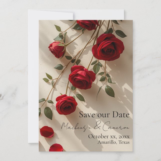 Red Roses Romantic Save our Date for the Wedding Invitation (Front)